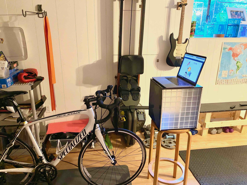 Stationary bicycle setup